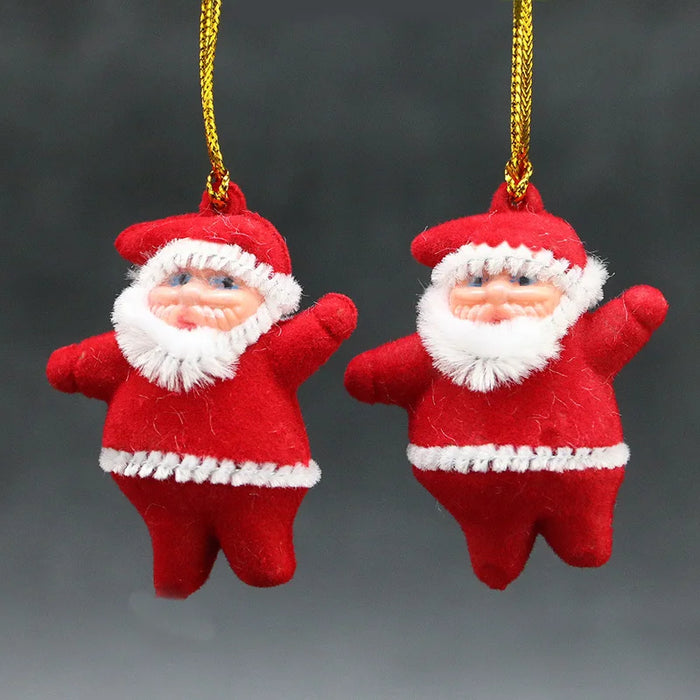 Lot de 6 mini Pères Noël suspendus rouges et bleus pour sapin de Noël