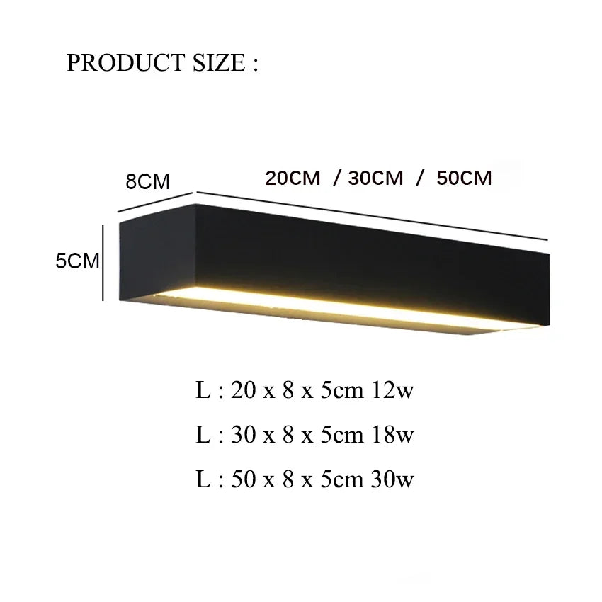lampes murales modernes extérieures led noires 20 30 50 cm ip65 minimaliste