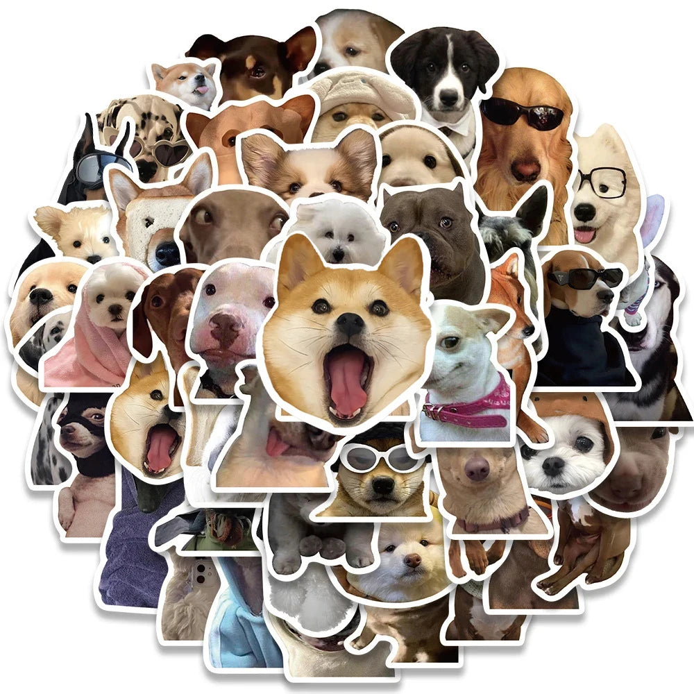 sticker chien expression faciale divers couleurs adhésif decoratif humour kawaii telephone waterbottle decoration 10pcs