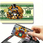 étuis cartes crédit adhésifs dessin animé canard pièces or sac main pop art colorful