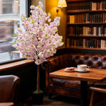 arbre artificiel rose clair vert fleurs feuilles moderne extérieur durable waterproof anniversaire decoration maison