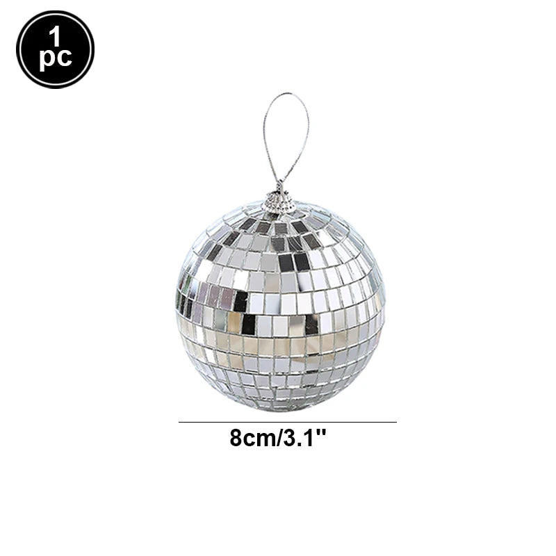décoration fête disco boules miroirs nappes géométriques argentées dorées turquoises noires