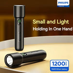 lampe torche noire moderne rechargeable led compact 125mm 70g abs matériaux