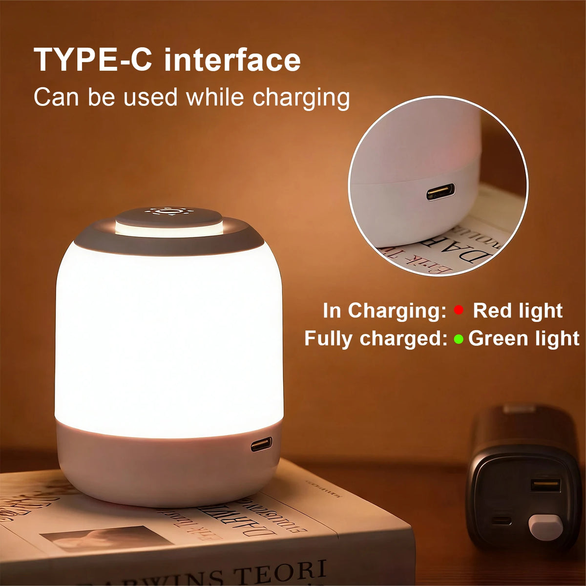 lampe table rechargeable usb led blanc gris tactile moderne sans fil urgence chambre bébé