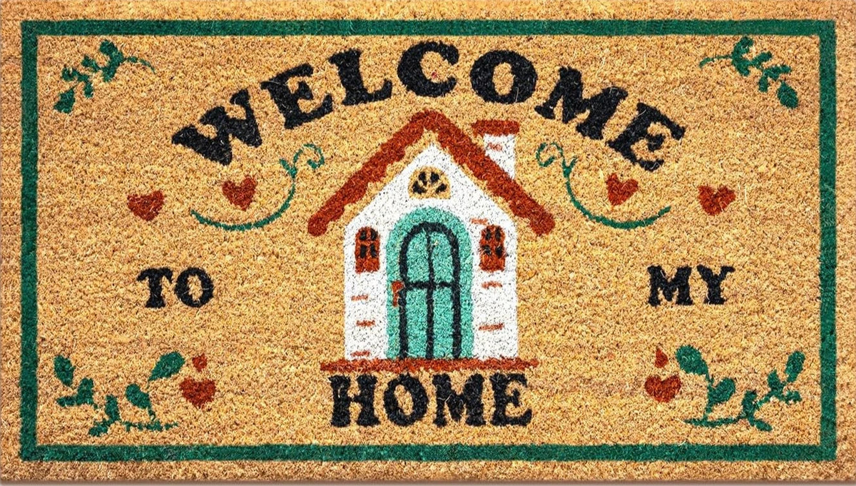 tapis d'entrée moderne motif maison antidérapant couleurs vives rustique printemps été