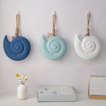 décoration murale bois coquillage bleu marine turquoise blanc spirale opalescente étoile mer coquillage fixations