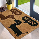 tapis d'entrée moderne motif chiens noir bien accueil durable