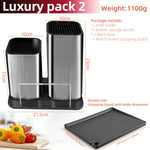 rangement cuisine moderne couteaux ustensiles support vertical spatules écumoire fourchette transparent argENTA Brillant lignes