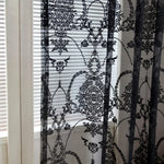 rideau noir blanc floral ajouré translucide classique élégant anneaux métalliques mur rideau fenêtre