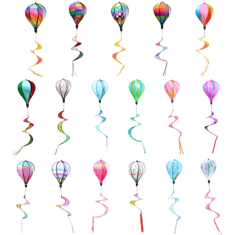 spirale éolienne moderne multicolore rayures horizontales fixations extérieures jardin decoration pvc