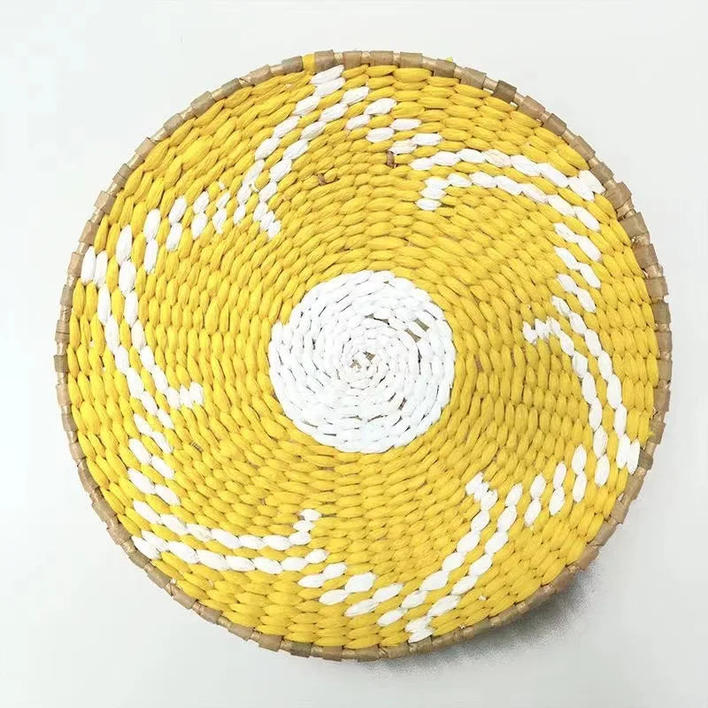 assiette décorative ethnique boho chic motif zigzag couleur naturelle mur cuisine salon maison rustique