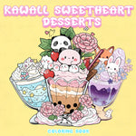 livre coloriage adultes dessins animés kawaii desserts animaux fleurs papier opaque crayons feutres gommes