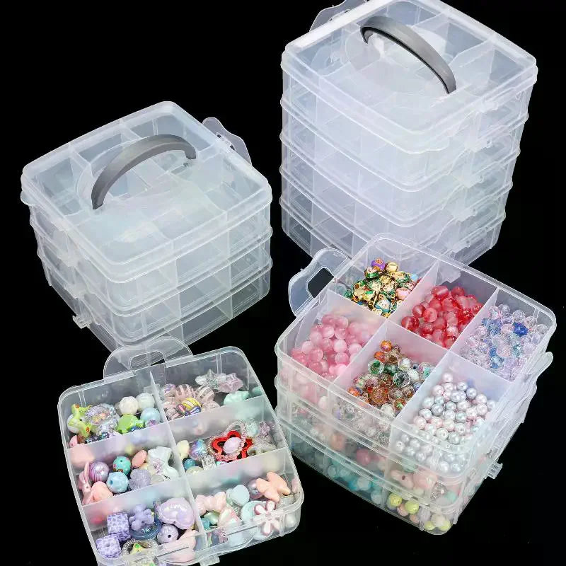 boîte rangement transparente velours compartiments réglables pratique moderne poignée