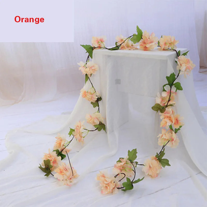 guirlande fleurs artificielles mariage rose clair blanc décoratif intérieur romantique 1.8m 135 têtes