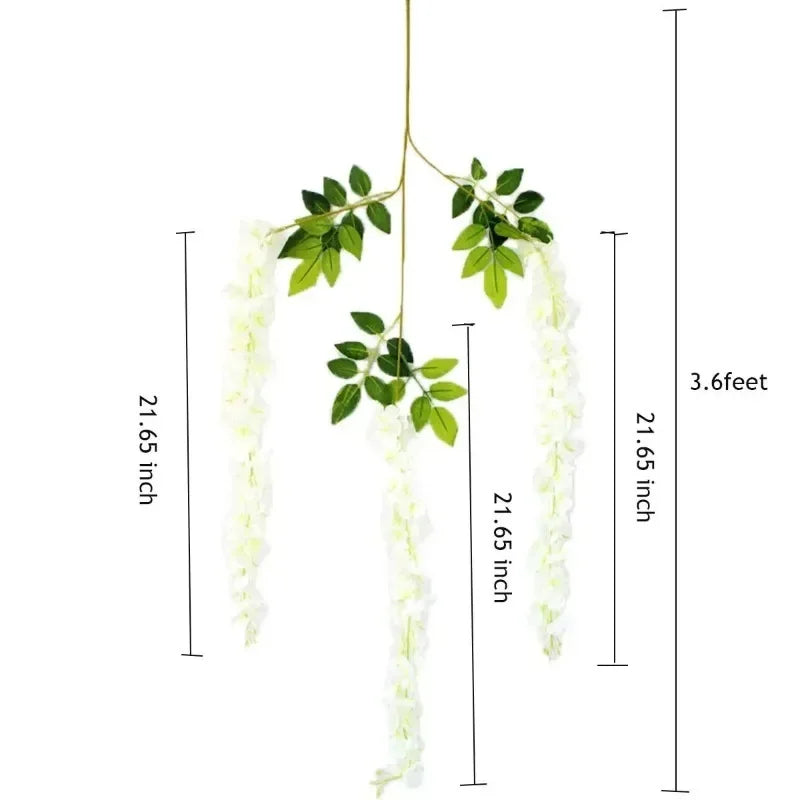 guirlande artificielle fleurs blanc vert feuilles vertes decoration mariage extérieur anniversaire baby shower