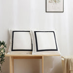 coussins velours imprimés géométriques carrés noir bleu bord simple minimaliste 40x40cm 45x45cm