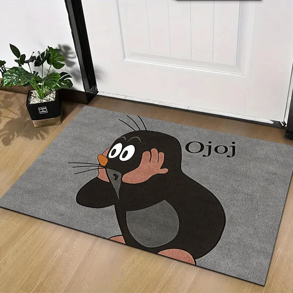 tapis gris dessin animé souriant extérieur moderne halloween salon porte fond uni
