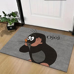 tapis gris dessin animé souriant extérieur moderne halloween salon porte fond uni