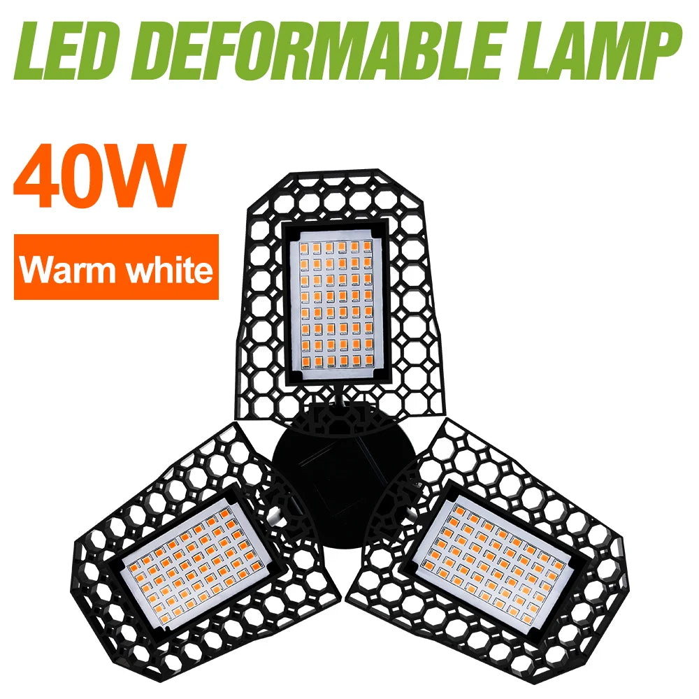 lampe led garage e27 noir hexagonal smd 40w 60w 80w 100w 150w 200w
