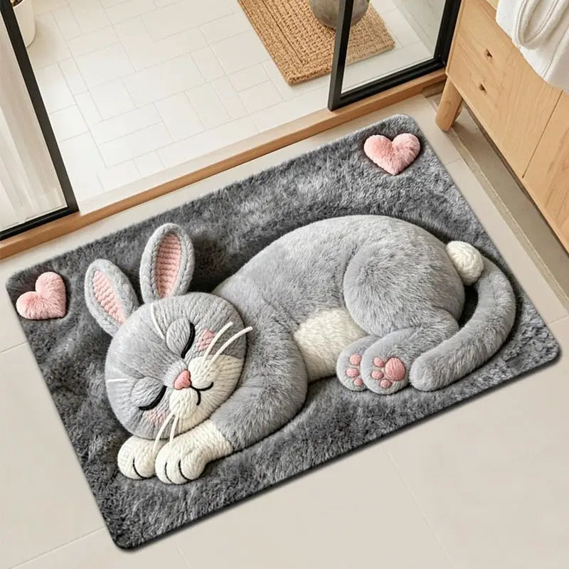 tapis bain doux antidérapant motif animaux mignons décoration chambre salon maison coton polyester