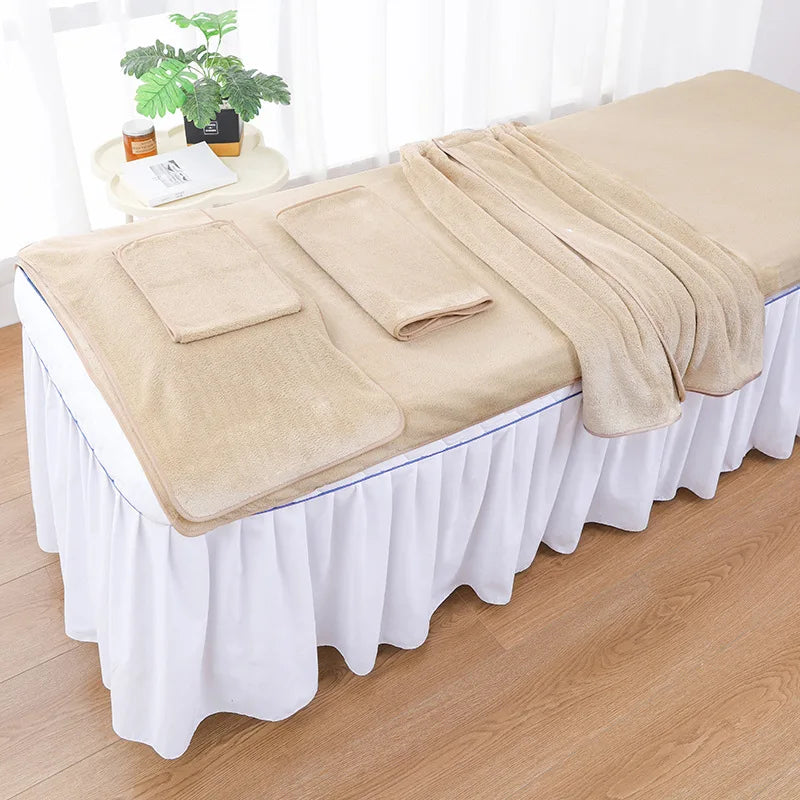 serviettes massage microfibre douce absorbante moderne élastique set cinq pièces beigeclair