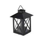 lanterne décorative rustique vintage fer suspension bougie récipient transparent noir blanc structure