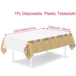 nappe table fête tropicale fleurs feuilles modernes couleurs vives opaque enfants anniversaire