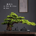 bonsaï artificiel vert clair arbre feuilles fines pot noir gravier blanc ornement extérieur classique
