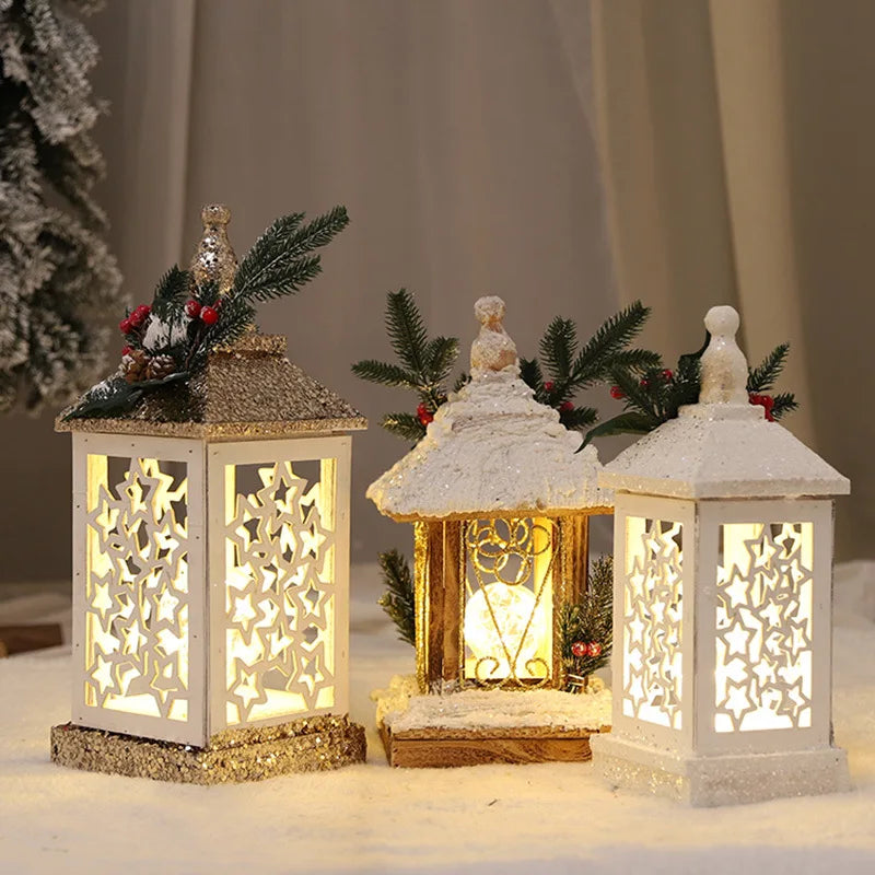 Décoration de Noël en bois château féerique dans un intérieur chaleureux