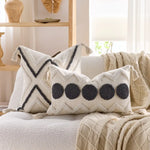 housses coussins chenille géométriques boho chic beige franges adhésives décoration salon voiture 45x45cm 30x50cm
