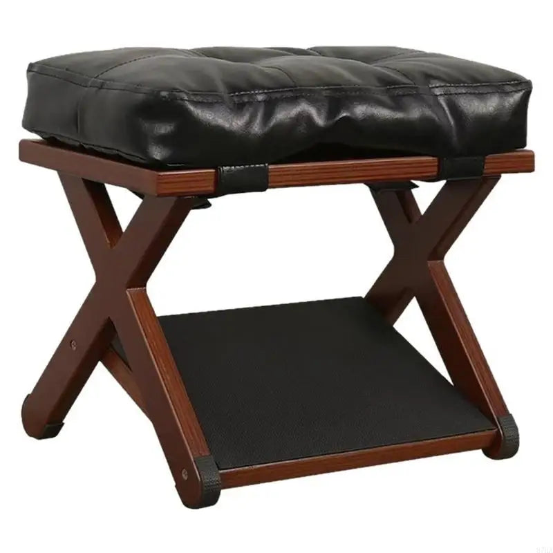 repose pieds moderne cuir synthétique texturé bois lisse noir marron salon chambre coucher