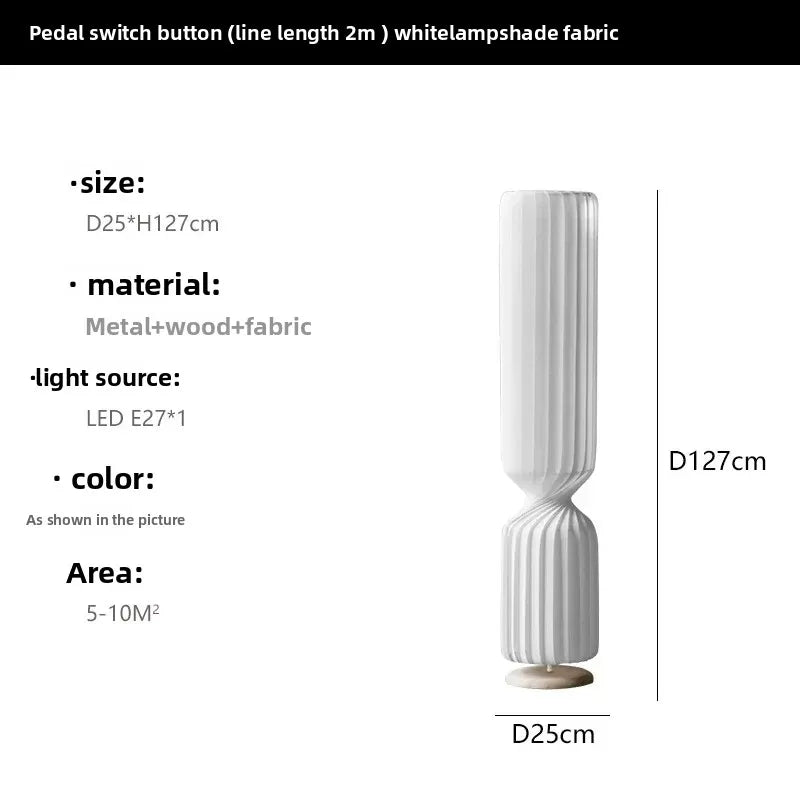 lampe sol moderne blanche tissu rayures verticales cylindrique salon chambre intérieur chic