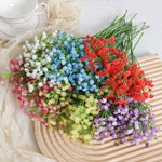 bouquet artificiel fleurs soie couleur bleu blanc rose jaune rouge violet