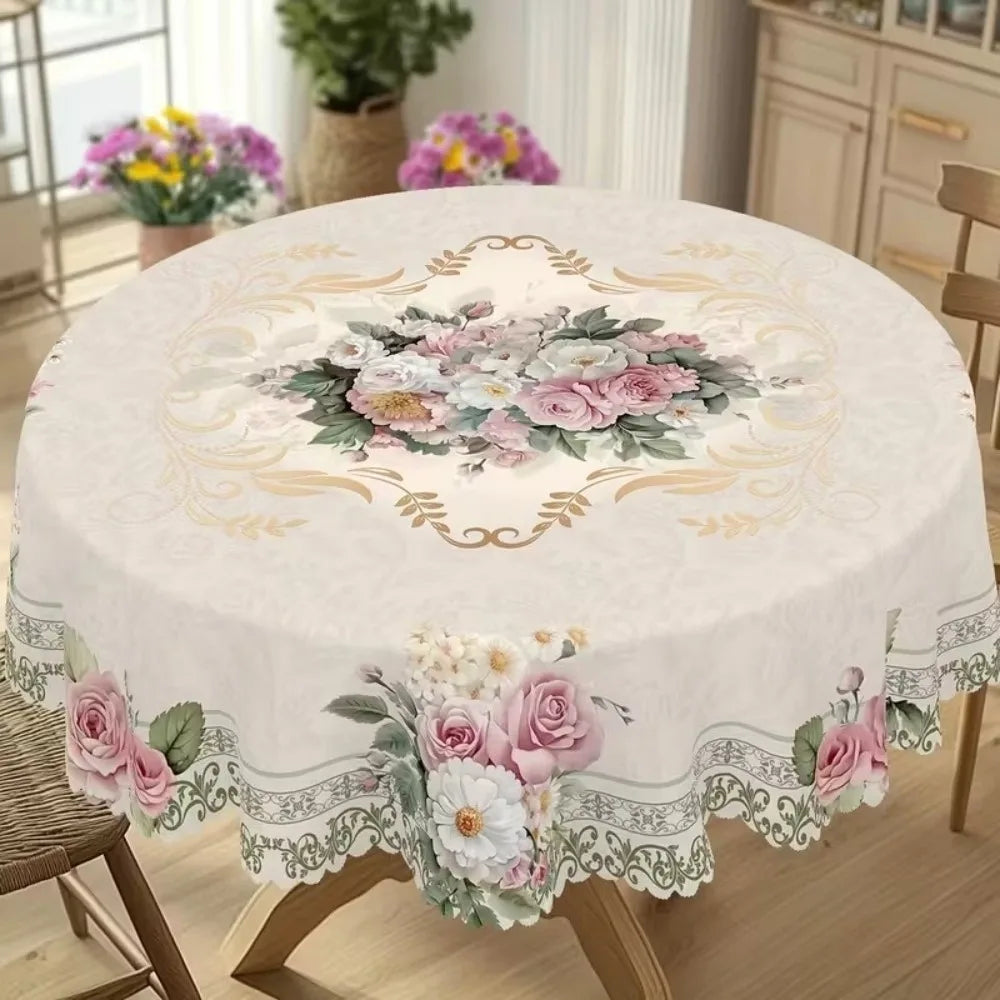 nappe polyester fleur coq campagne facile nettoyage rectangulaire pâques fête pastoral