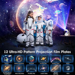 projecteur d'étoiles astronaute galaxie blanc moderne 12 disques projection flux lumineux nébulose chambre enfant
