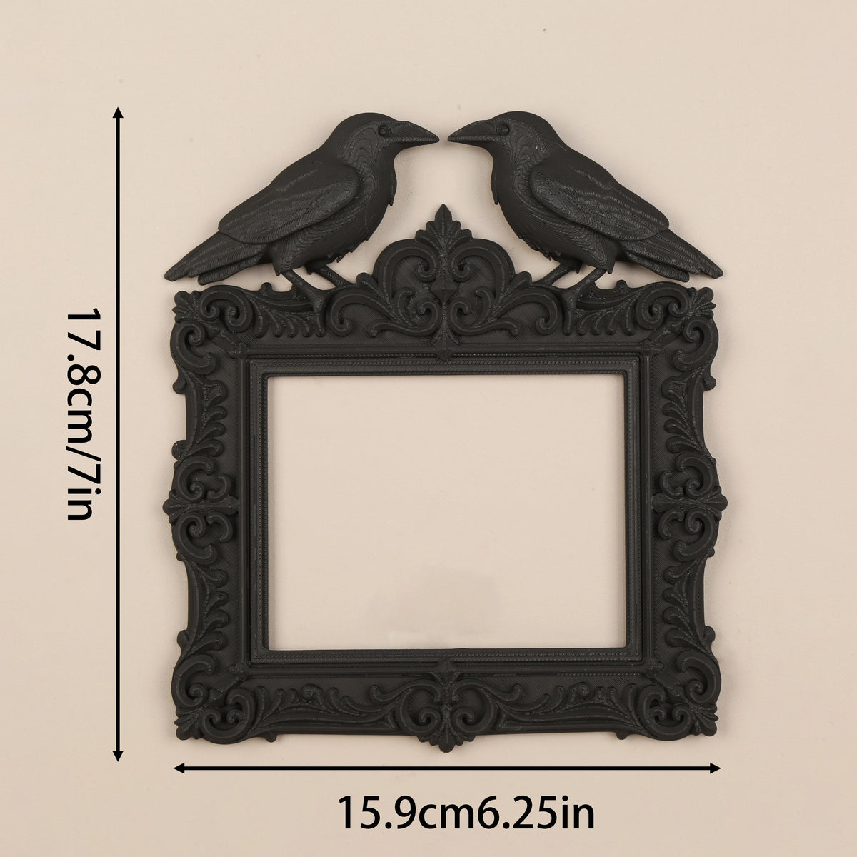 cadre mural baroque oiseaux noirs ornements floraux noir vintage décoration murale rétro gothique