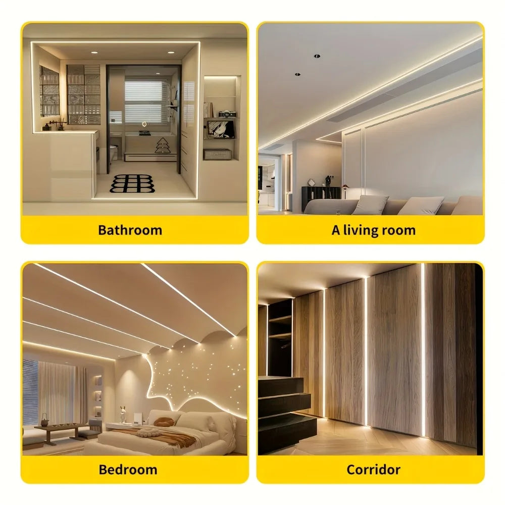 ruban led cob blanc flexible adhésif moderne minimaliste éclairage chambre salon télévision
