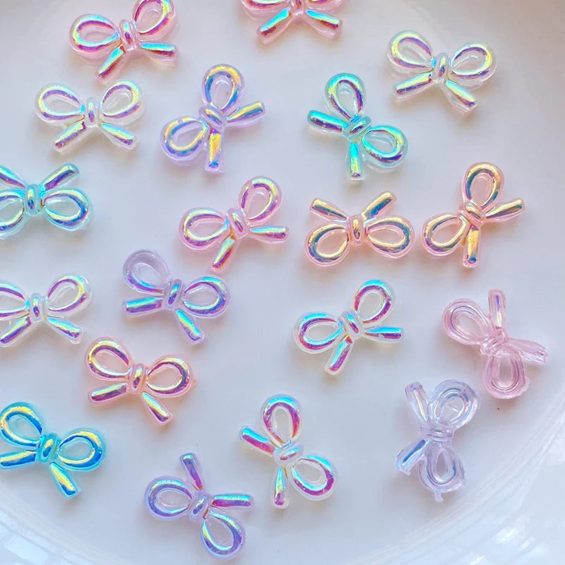 pierres artificielles nœuds papillon holographiques mixtes girly bijoux accessoires coiffure flatback cabochons irisés variées