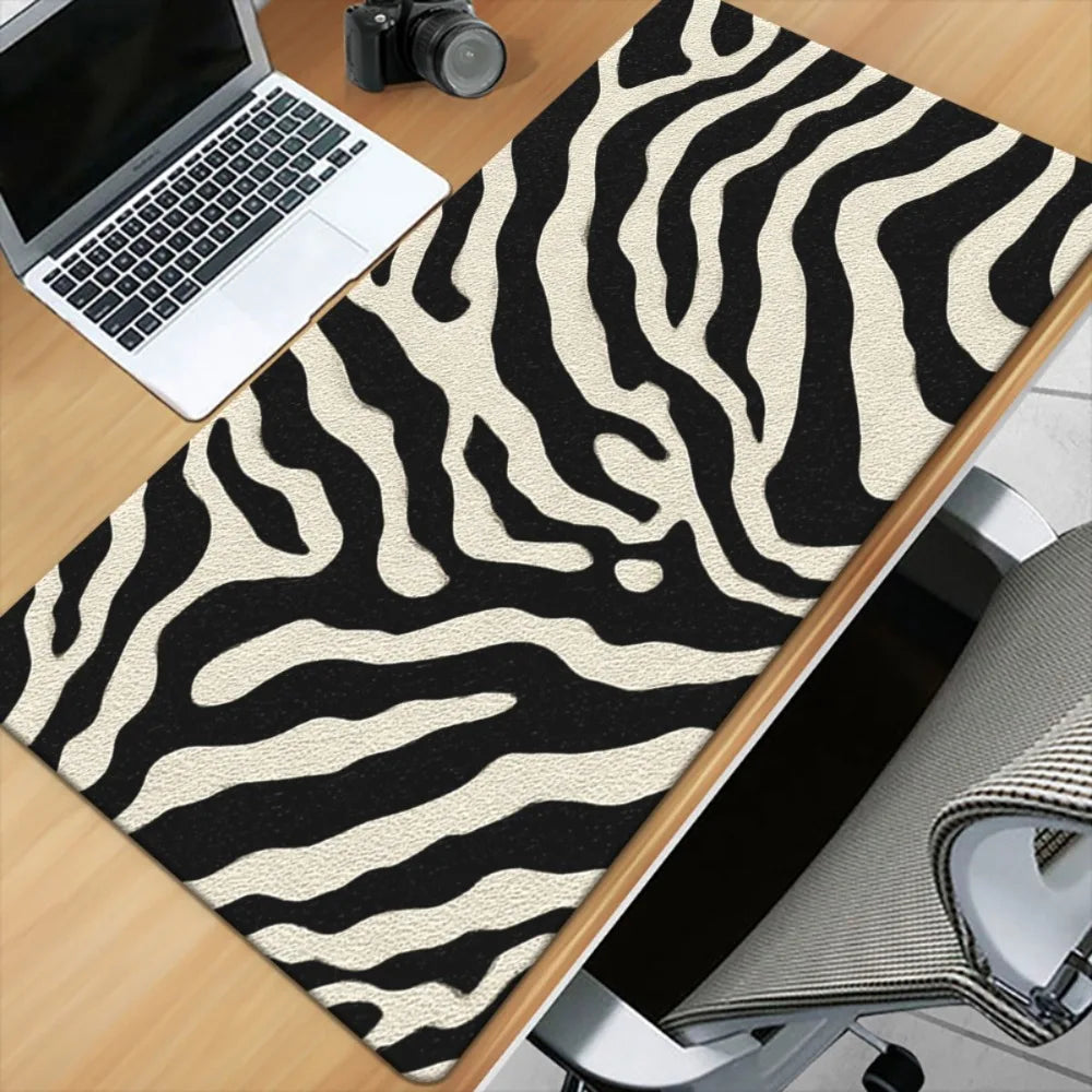 tapis souris rayures zébrées noir blanc non glissant moderne waterproof