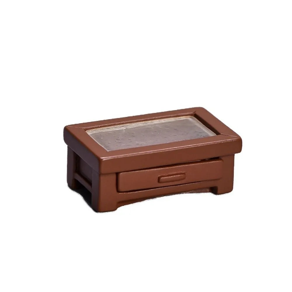 miniature meubles salon moderne fauteuils table basse commode décorations maison résine beige marron blanc