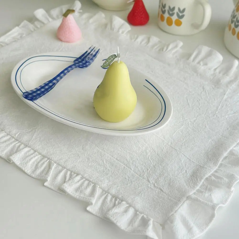 nappes ruchères polyester coton blanc rose rouge jaune bleu rustique bohème champêtre set table