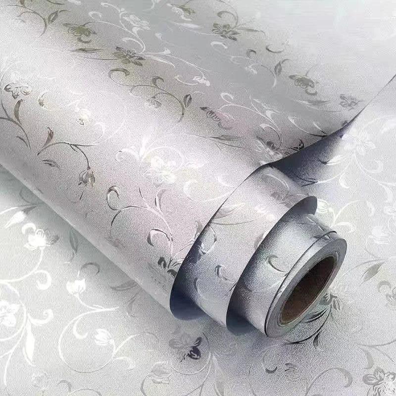 film protection argenté motif floral adhésif moderne meubles 40cmx3m 40cmx5m