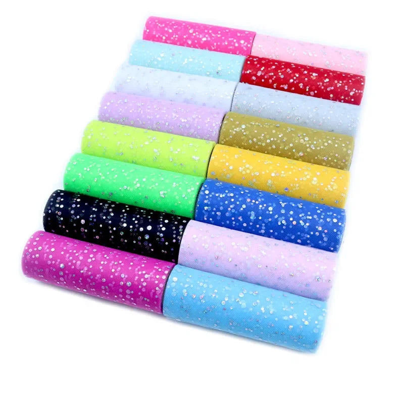 tulle paillettes bleu rose vert violet noir blanc 15cm 10yards polyester décoratif mariage anniversaire
