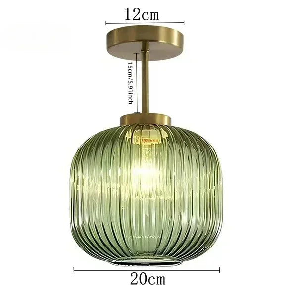 lampe suspendue or vert gris moderne rayures horizontales opacité fixations vis chambre salon éclairage