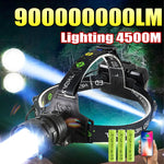 lampe frontale rechargeable led noire moderne ceinture ajustable mode chasse pêche