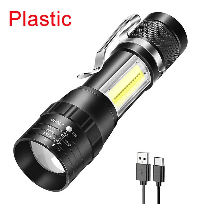 torche rechargeable led portable 6w 1800 lumens zoom étanche noire