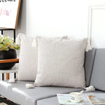 coussin carré moderne texture lin beige clair maison voiture décoration