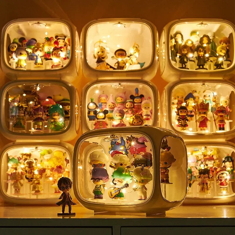 boîtes présentation transparentes modernes figurines blanc empilables rangement organisation jouets