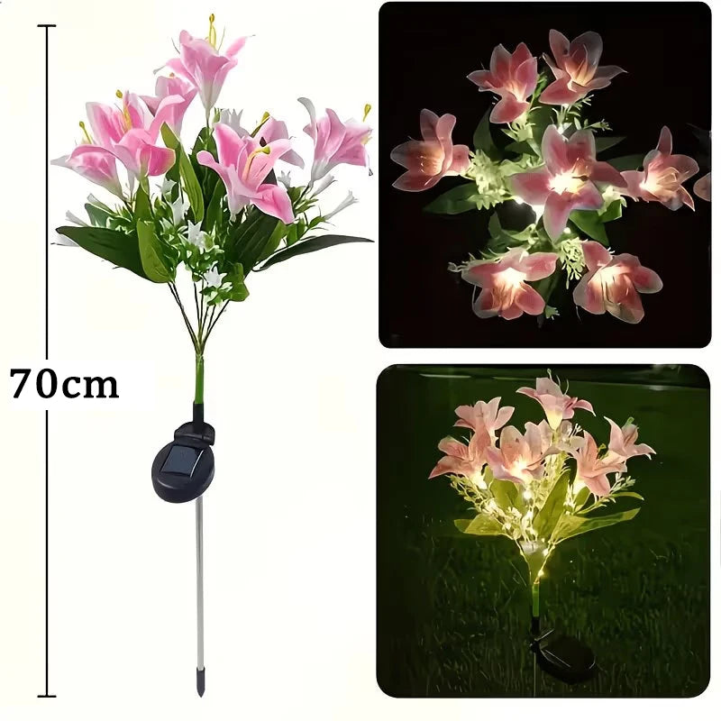 bouquet lumineux solaire rose moderne fleurs artificielles led ip65 patio jardin