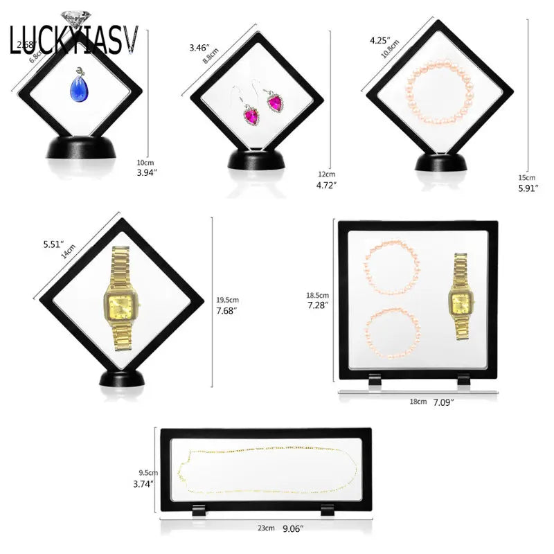 boîtes présentation bijoux transparentes modernes clips noirs colliers bracelets montres